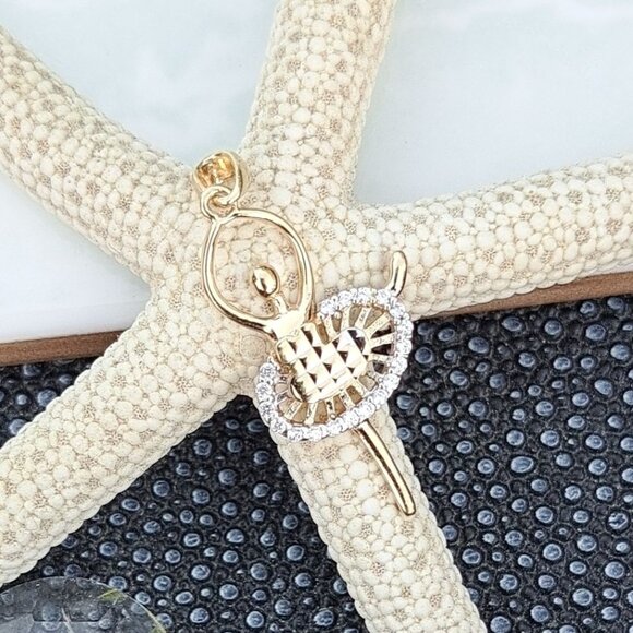 CLEARANCE 14k Gold Diamond Ballerina Dancer Pendant - Picture 5 of 10